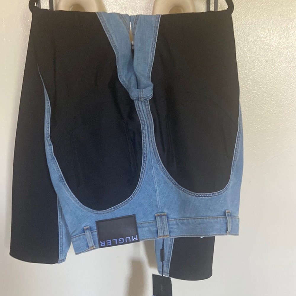 Mugler Jeans size 14 skinny color Denim blue and black.